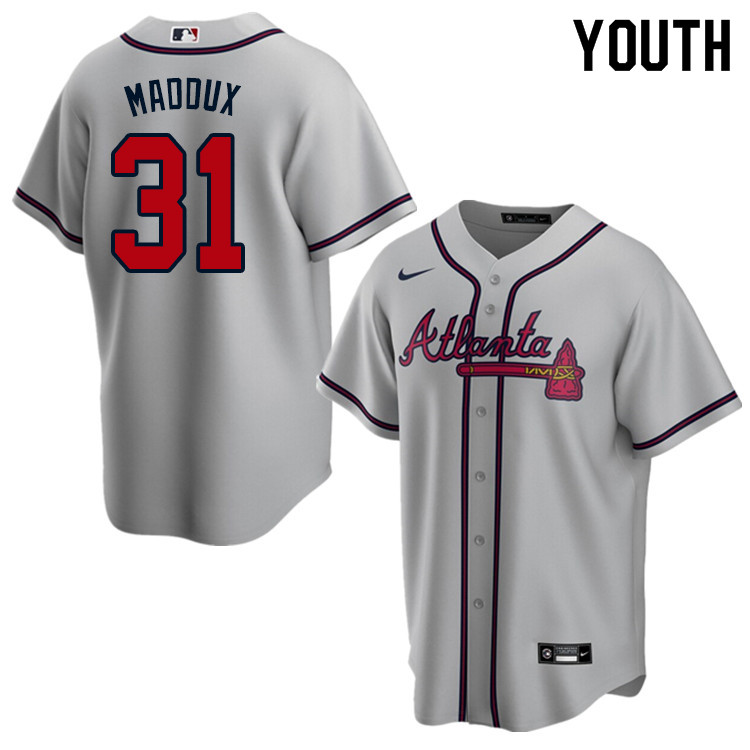 Nike Youth #31 Greg Maddux Atlanta Braves Baseball Jerseys Sale-Gray